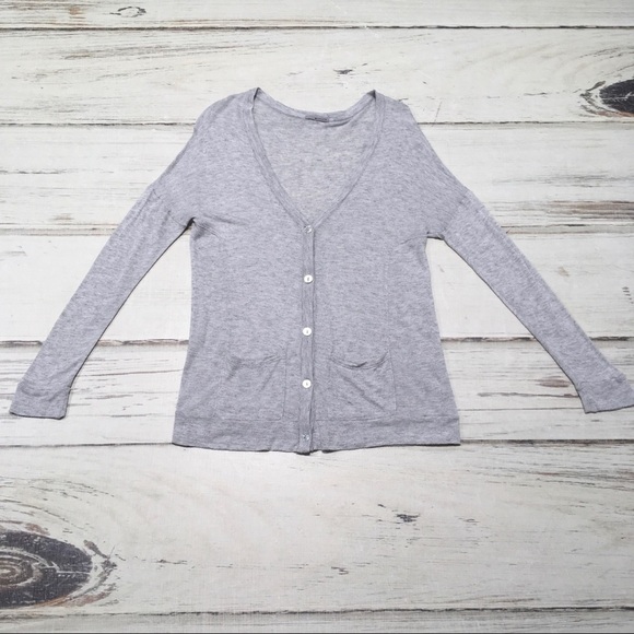 Revolve LA Made Sweater Cardigan Gray Pockets Button Small - Picture 5 of 13